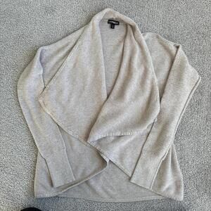 Express Women's Cream and Grey Cardigan